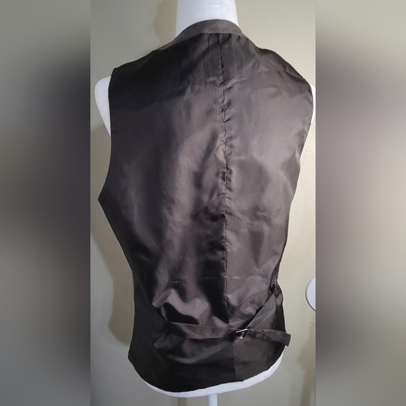 J.Ferrar Suit Vest Slim Fit Light Brown,  Sz Small Buttons Sleeveless - Picture 3 of 9